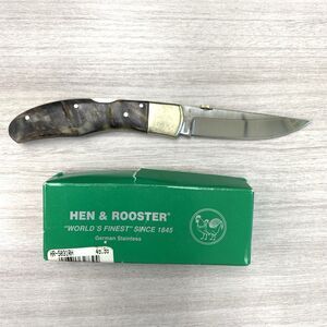 Hen And Rooster Single Blade Knife Lock Back Ram Horn Handle HR-5031RH With Box